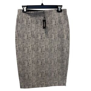 Express Black and White Textured Pencil Skirt